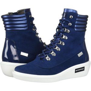 Kenneth Cole Reaction Rhyme Hiker Sport H2O Proof Navy Nylon Boot Women's Size 6